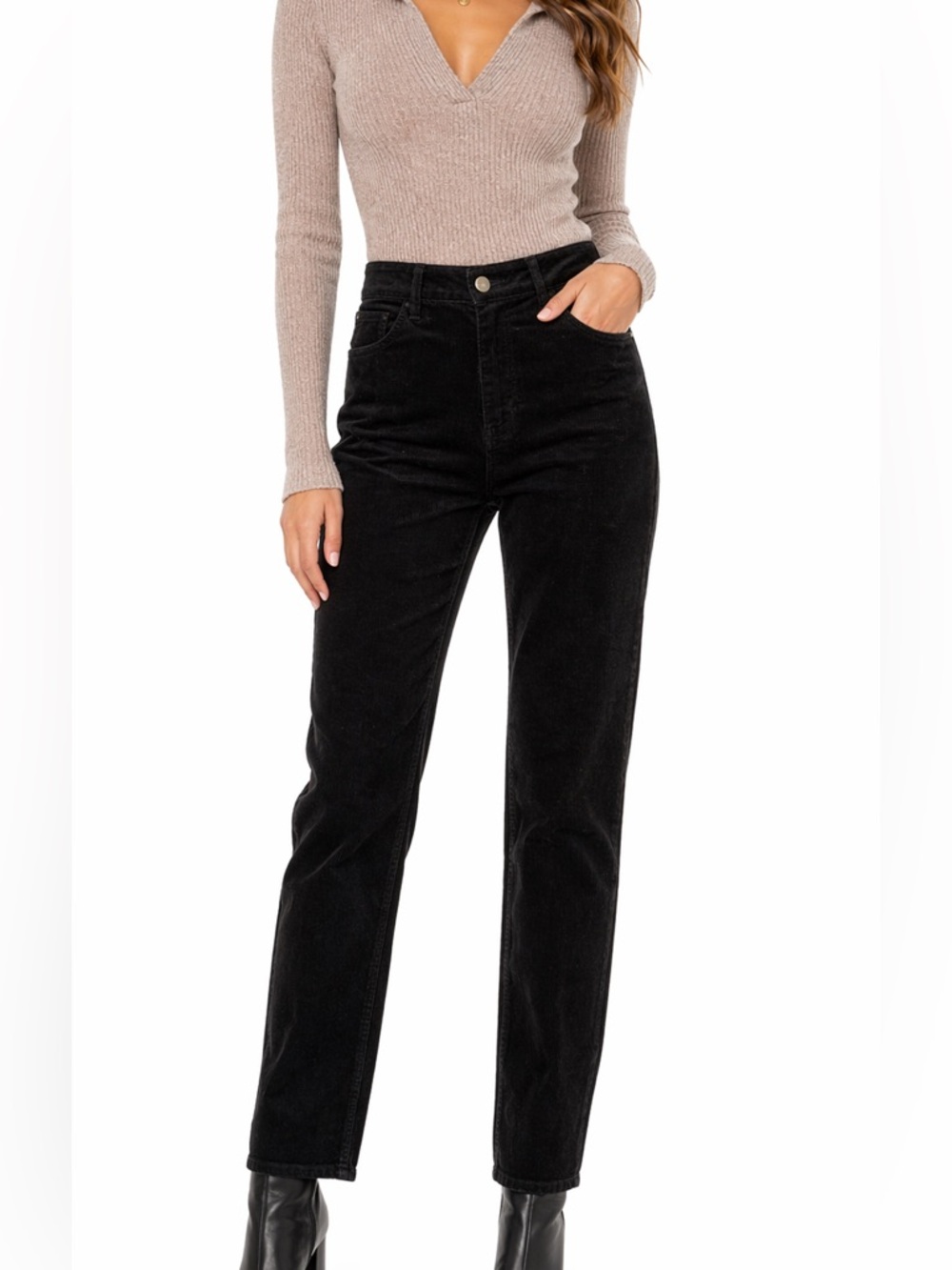 EUC Almost Famous Size 5 Black Corduroy Straight Pants